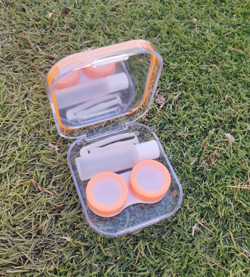 Double Lens cases Purple Floral Glossy Traveling kit